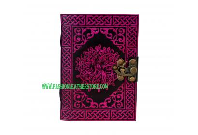 Celtic Tree Of Life Handmade Steampunk Embossed Feather Leather Journal Notebook Sketchbook Book Of Shadow